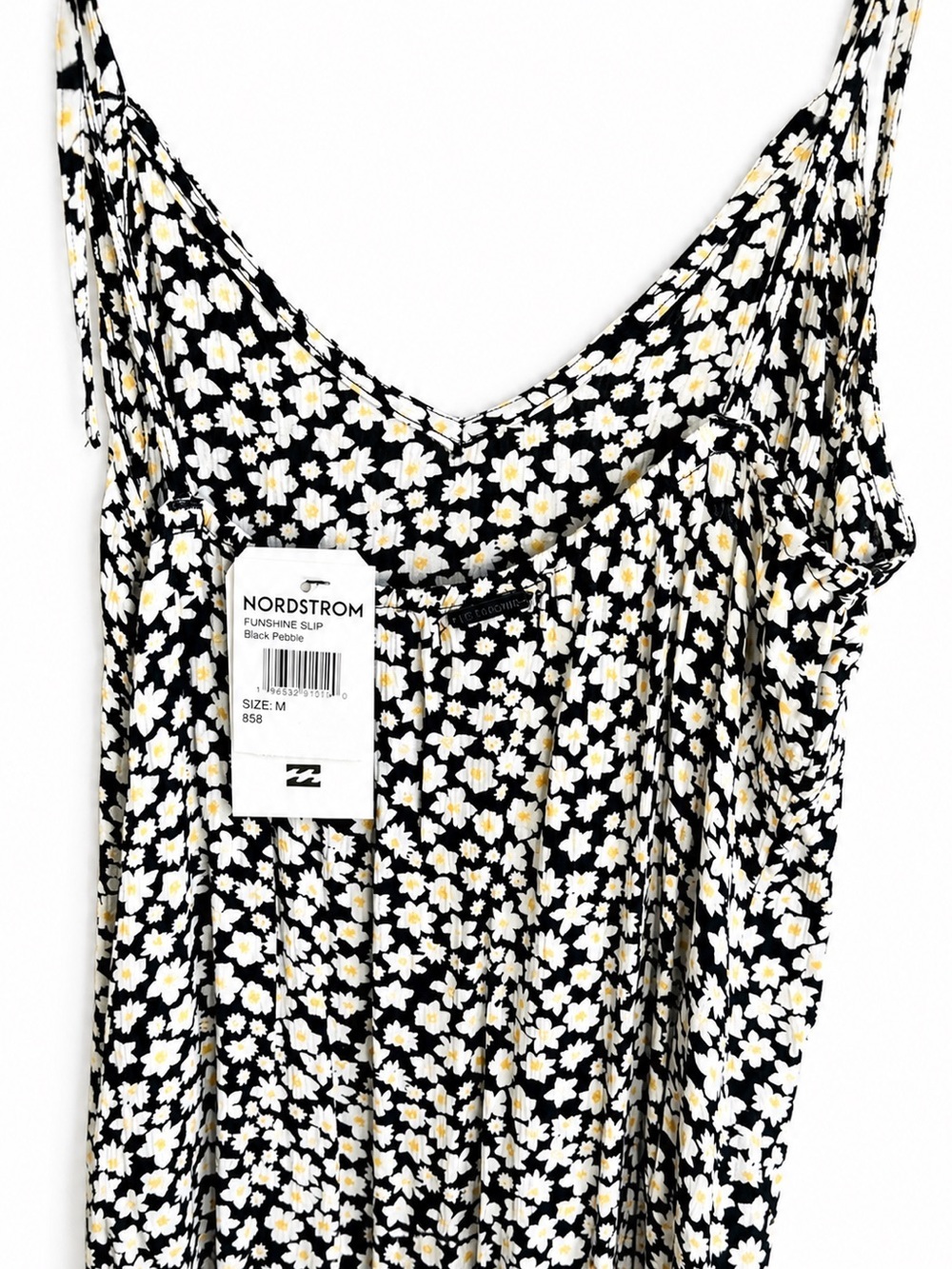 NWT Billabong Funshine Floral Print Slip Dress in Black Pebble Size Medium - Picture 8 of 16